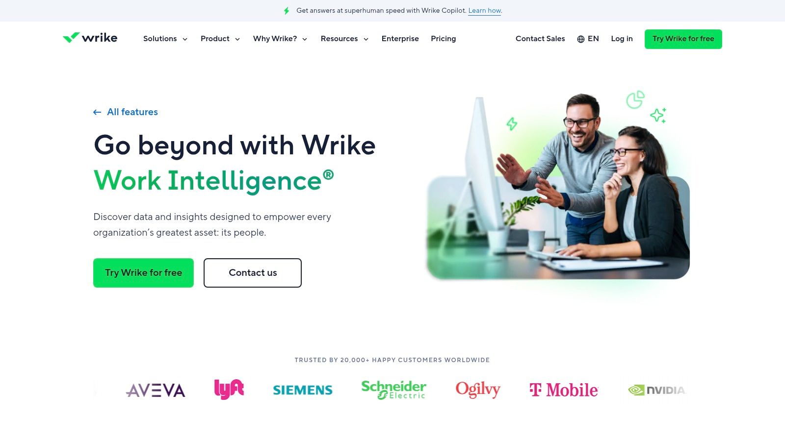 Wrike – Work Intelligence (AI) for planning, risk, and summaries